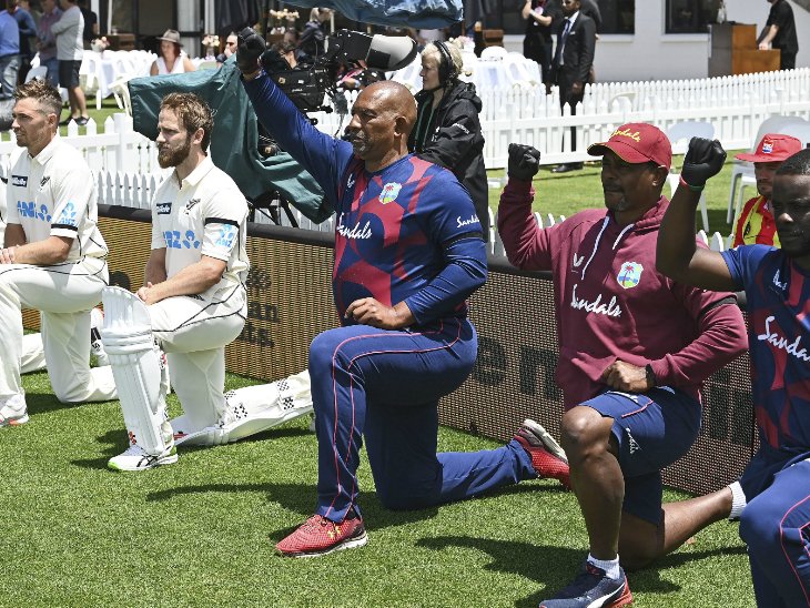 NZ vs WI पहला टेस्ट: विलियम्सन, लाथम की पारी से कीवी टीम मजबूत, दोनों टीमें ब्लैक लाइव्स मैटर के सपोर्ट में घुटनों पर बैठीं