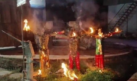 बहू ने दशहरे पर फूंके सास-ससुर, ननद, पति और पति के साथ लिव इन में रहने वाली गर्लफ्रेंड के पुतले