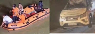 बारां के व्यापारी की कार बूंदी की मेज नदी में गिरी, कड़ी मशक्कत के बाद रात 12 बजे मिला सुराग, क्रेन की सहायता से तड़के बाहर निकाली जा सकी, व्यापारी का शव भी मिला